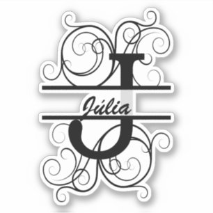 Sticker Lettre monogramme avec tourbillons ; espace pour v