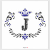 Sticker Lettre monogramme de la Couronne "J" Vinyl (Feuille)