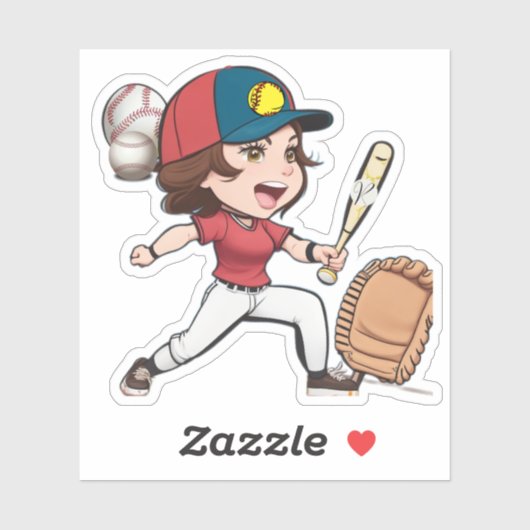 Sticker lettre monogramme maman des deux softball baseball (Feuille)