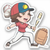 Sticker lettre monogramme maman des deux softball baseball (Devant)