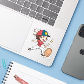 Sticker lettre monogramme maman des deux softball baseball (Ordinateur portable avec iPhone)