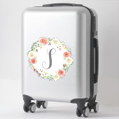 Sticker Lettre monogramme S Aquarelle Rose Floral Wreath (Sur valise)