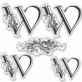 Sticker LETTRE MONOGRAPHIQUE Florale Élégante gravée W (Devant)