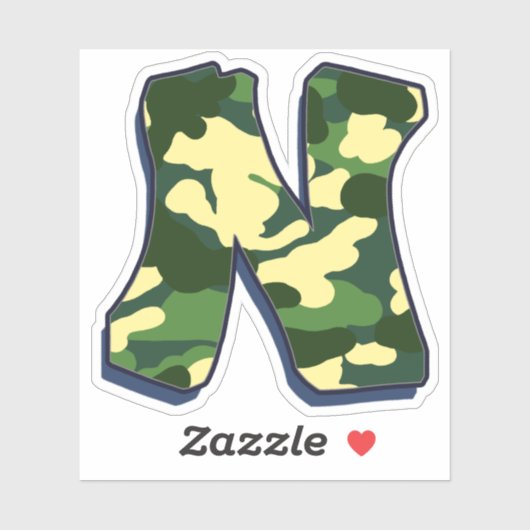 Sticker Lettre N - Camo Green (Feuille)