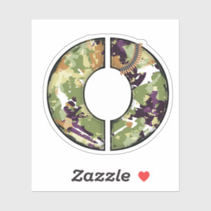 Sticker Lettre O avec texture de camouflage militaire