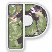 Sticker Lettre P avec texture de camouflage militaire (Devant)