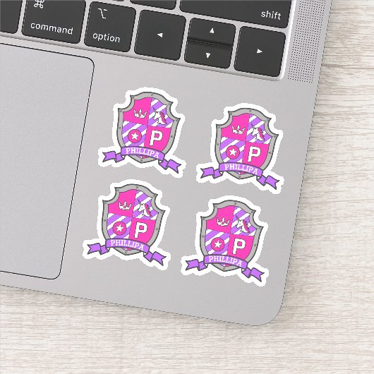 Sticker Lettre P nom Phillipa unicorn princesse crest (Détail)
