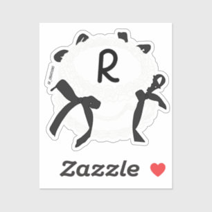 Sticker Lettre R initiale noir et blanc noeud papillon vin