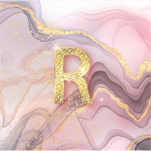 Sticker Lettre R Jolie fille Rose Parties scintillant or (Devant)