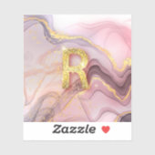 Sticker Lettre R Jolie fille Rose Parties scintillant or (Feuille)