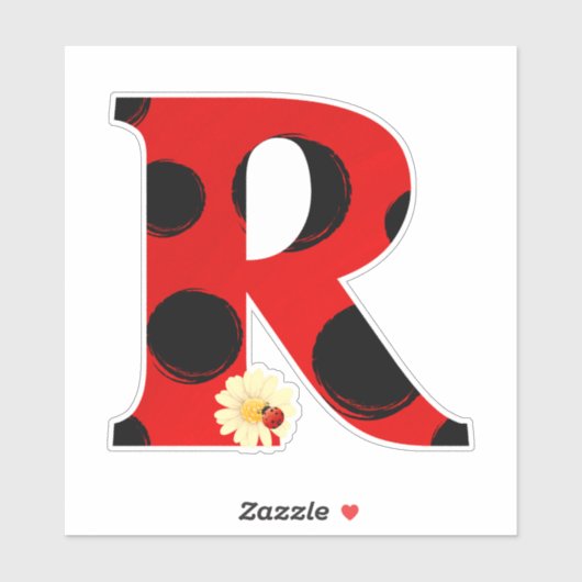 Sticker Lettre R Ladybug Imprimer avec Ladybug et Flower (Feuille)