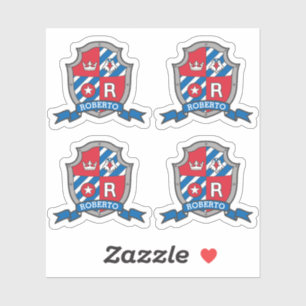 Sticker Lettre R nom personnalisé Roberto aigle chevaliers