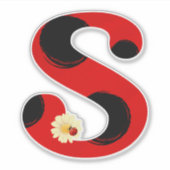 Sticker Lettre S Ladybug Imprimer avec Ladybug et Flower (Devant)