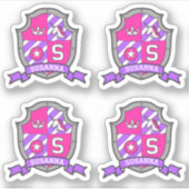 Sticker Lettre S monogramme nom personnalisé unicorne bouc (Devant)