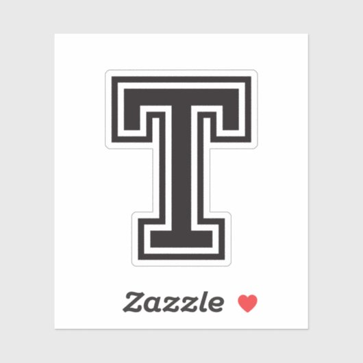 Sticker Lettre T sporty college alphabet de police (Feuille)