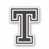 Sticker Lettre T sporty college alphabet de police (Devant)