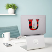 Sticker Lettre U Ladybug Imprimer avec Ladybug et Flower (Ordinateur portable sur le bureau)