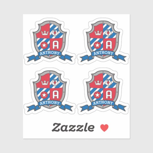 Sticker Lettre Un nom personnalisé Anthony aigle chevalier (Feuille)