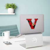 Sticker Lettre V Ladybug Imprimer avec Ladybug et Flower (Ordinateur portable sur le bureau)