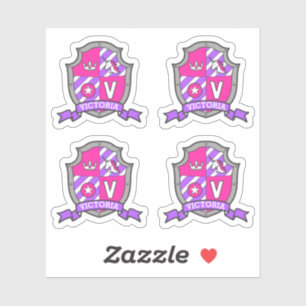 Sticker Lettre V nom personnalisé Victoria aigle chevalier