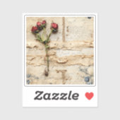 Sticker Lettre vintage d'amour parchemin avec fleurs (2) (Feuille)