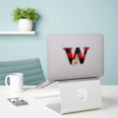 Sticker Lettre W Ladybug Imprimer avec Ladybug et Flower (Ordinateur portable sur le bureau)