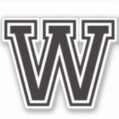 Sticker Lettre W sporty college alphabet de police (Devant)