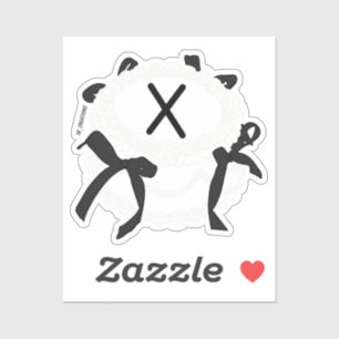 Sticker Lettre X initiale noir et blanc noeud papillon vin