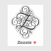 Sticker Lettre Z Monogramme initial élégant (Feuille)