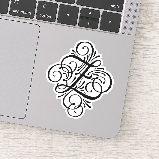 Sticker Lettre Z Monogramme initial élégant (Détail)