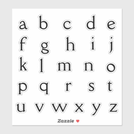 Sticker Lettres alphabétiques monogrammes initiales (Feuille)