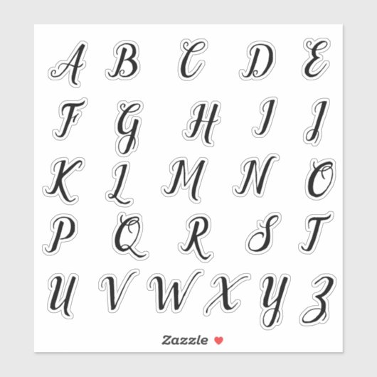 Sticker Lettres alphabétiques monogrammes initiales (Feuille)