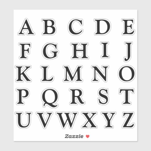 Sticker Lettres alphabétiques monogrammes initiales (Feuille)