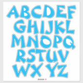 Sticker Lettres bleu clair Mur Alphabet blanc (Feuille)