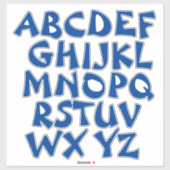 Sticker Lettres bleues Mur Alphabet blanc (Feuille)