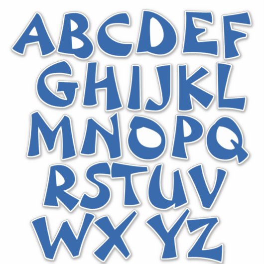 Sticker Lettres bleues Mur Alphabet blanc (Devant)