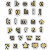 Sticker Lettres de texte Coque inférieur noir et or alphab (Devant)