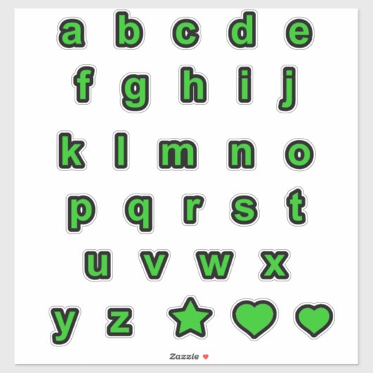 Sticker Lettres de texte en Coque inférieur en noir vert a (Feuille)