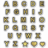Sticker Lettres de texte en majuscules noir et or Alphabet (Devant)