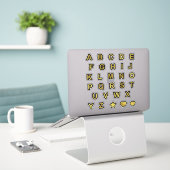 Sticker Lettres de texte en majuscules noir et or Alphabet (Ordinateur portable sur le bureau)