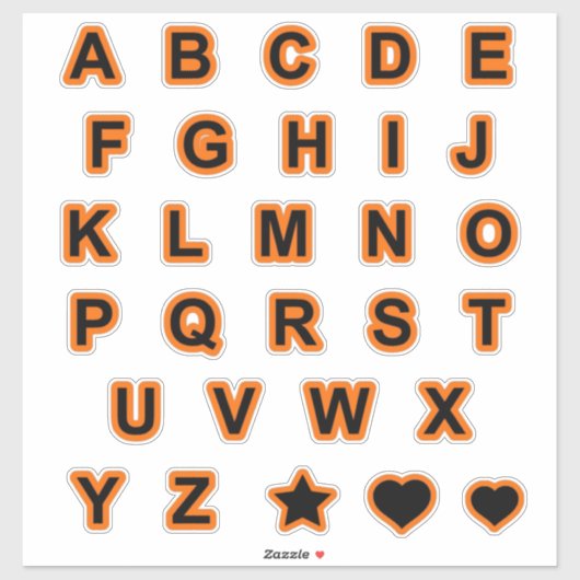 Sticker Lettres de texte en majuscules orange et noire Alp (Feuille)