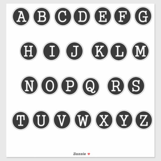 Sticker Lettres du style des touches de la machine à écrir (Feuille)