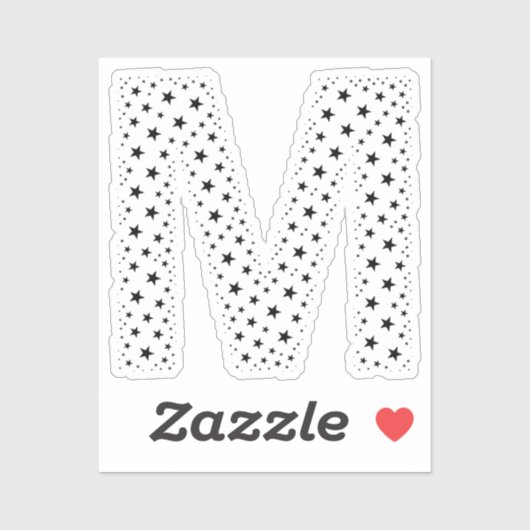 STICKER LETTRES FAITES D'ÉTOILES NOIRES (Feuille)