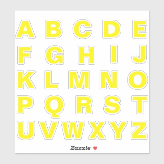 Sticker Lettres Initiales Monogramme Alphabet (Feuille)