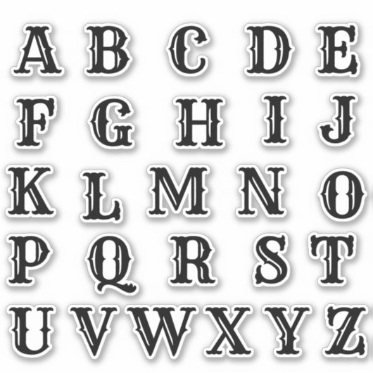Sticker Lettres Initiales Monogramme Alphabet (Devant)