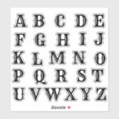 Sticker Lettres Initiales Monogramme Alphabet (Feuille)