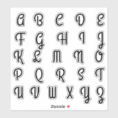 Sticker Lettres Initiales Monogramme Alphabet (Feuille)