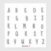 Sticker Lettres Initiales Monogramme Alphabet (Feuille)