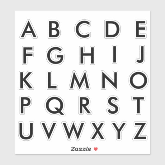 Sticker Lettres Initiales Monogramme Alphabet (Feuille)