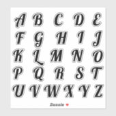 Sticker Lettres Initiales Monogramme Alphabet (Feuille)